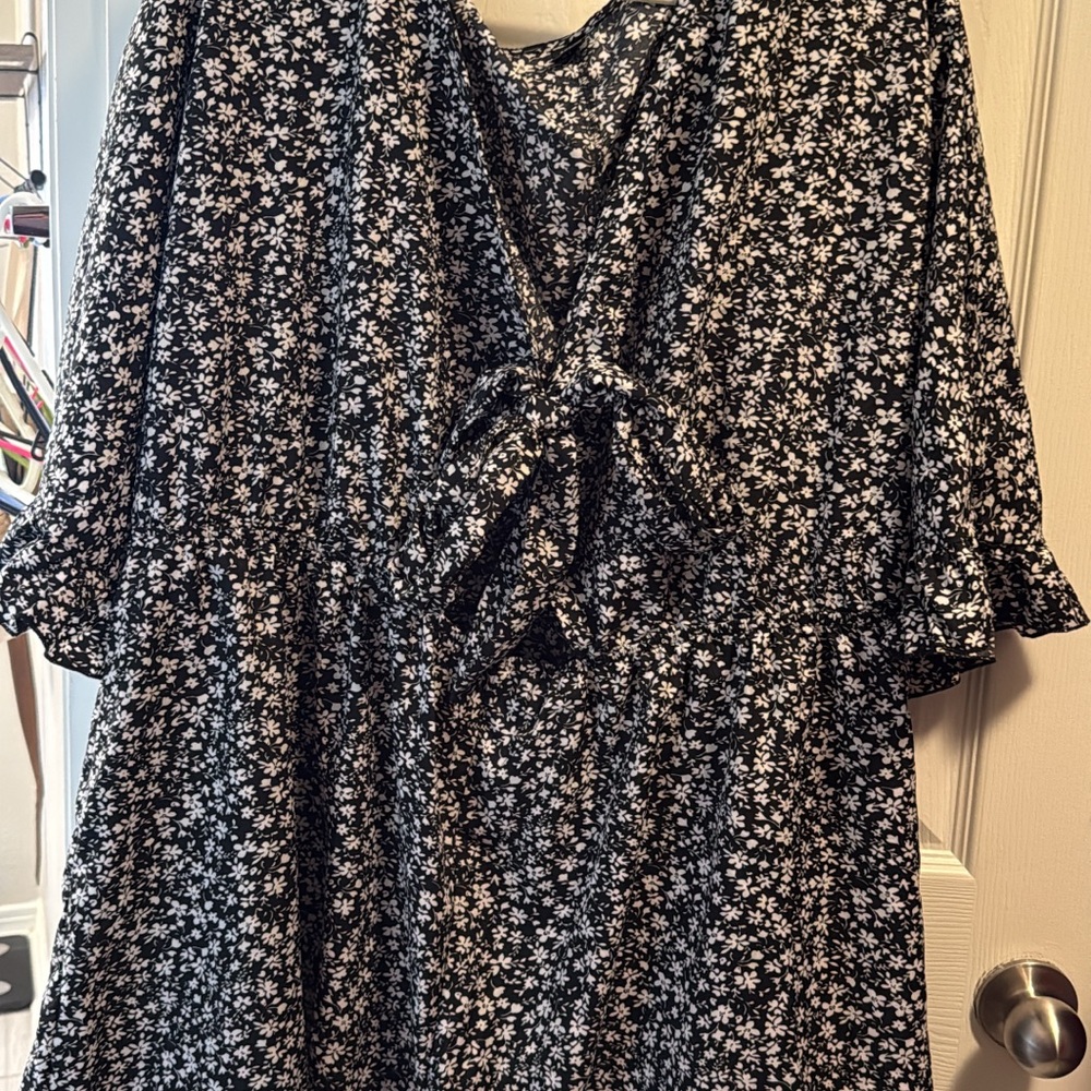 Floral Black and White Dress